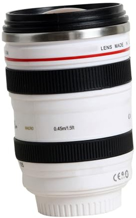 Homoyoyo Tasse à Eau Créative Pour Objectif D'appareil Photo Blanc, Mug à Thé Original, Matière Plastique Robuste, Usage Maison Bureau Hôtel, Design Moderne Et Pratique, Contient 350 Ml