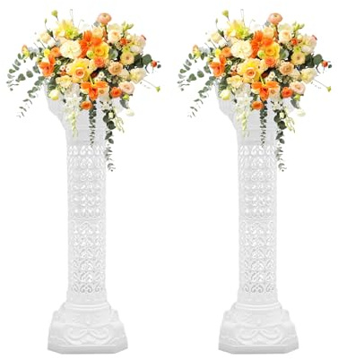 InSyoForeverEC Wedding Roman Column,2 PCS Wedding Landscaping Plastic Roman Pillar, Artistic Pot Holder Greek Column for Wedding Event Party Decor