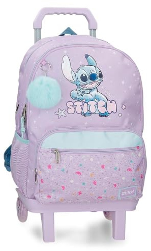 Joumma Disney Lovely Stitch Mochila para portátil 13,3 Doble Compartimento Adaptable a Carro Morado 32x44x17 cms Poliéster 24,68L