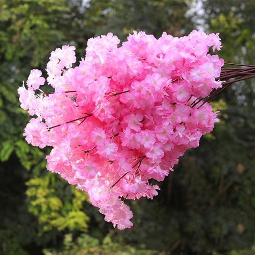Rami di fiori di ciliegio artificiali, 5 pezzi, fiori finti in seta per decorazione domestica, lobby aziendale, composizioni di vasi, fatti a mano, decorazione per interni, farfalla e fiori di