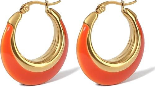 TaYolnFaSo Emaille Hoop Ohrringe für Frauen bunte Chunky 18K vergoldet Edelstahl Ohrringe Schmuck Geschenk für Freundin Frau