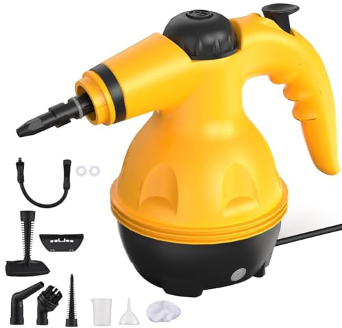 HGTRH Limpiador a Vapor de Mano 1000W, 350ML Limpiador a Vapor Portátil 3.5Bar 140°C para Limpiar Tapicería Baño Lechada y Azulejos Detallar Coche
