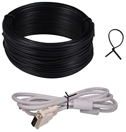 Abaodam Alambre de Hierro Recubierto de PVC 55 Metros para Jardinería y Atar Plantas Negro Plano Flexible Resistente al Desgaste Uso en Jardín y Bricolaje