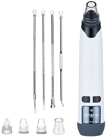 Blackhead Remover Vacuum with Warm Compress Function, 3 Adjustable Suction Levels Pore Cleaner for Nose & Face, 4 Replaceable Heads, USB Rechargeable Facial Tool for Women Men (Not for Sensitive Skin)
