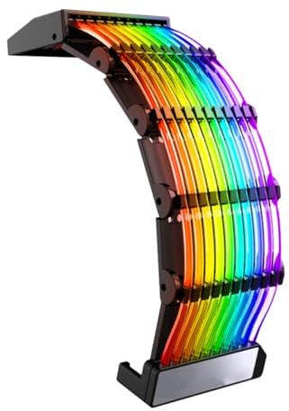 IMIKEYA Câble D'extension ATX 24 Broches Argb, Câble Gainé d'alimentation RGB Lumineux, Rallonge pour Carte Mère Pc, Accessoire Informatique Compatible Bricolage et Personnalisation