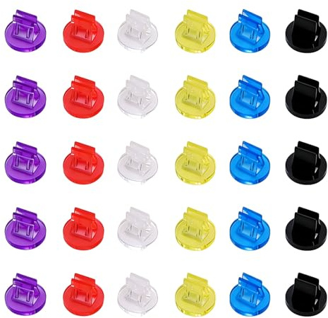 XENQITO 30 Pezzi Supporti per Carte in Acrilico,Supporti per Cartelli da Tavolo Trasparenti,Portacarte per Pezzi di Giochi in Plastica,Portafoto,per Carte,Foto,Visualizzazione di Immagini(Multicolore)