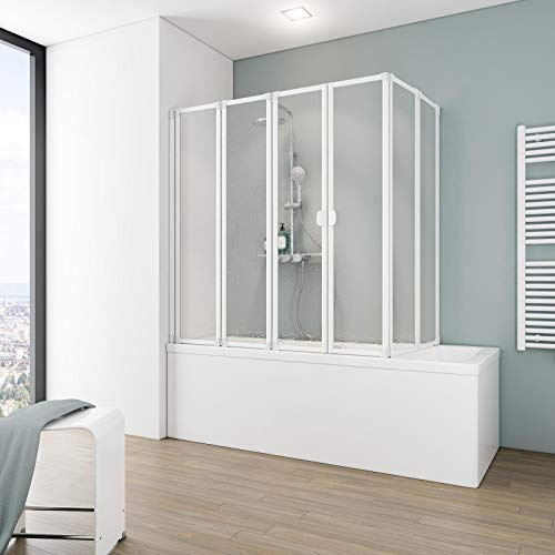Schulte Duschwand für Badewanne 70–80 cm, faltbar, Alpinweiß | Badewannenaufsatz aus Kunstglas Softline hell mit einfachem Aufbau und langlebiger Ausführung.