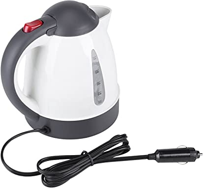 TOPINCN Travel Electric Kettle, 1L Portable In-Car Truck Kettle, Electric Water Heater Bottle for Hot Water Tea Coffee, Auto Shut Off, DC12V, 250W, White