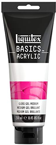 Liquitex 1041010 Basics Acrylfarbe Glanz Gel Medium für Acrylfarben, erhöht den Glanz und das Farbvolumen, verlangsamt die Trocknung und verbessert die Transparenz von Acrylfarben - 250ml Tube