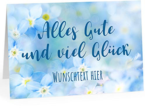 XXL Abschiedskarte (A4) | Blaue Blumen PERSONALISIERT | mit Umschlag | edle und hochwertige Klappkarte | Zum Abschied | Große Karte für Kollegen, Pension, Rente | Maxi Karte | Überformat