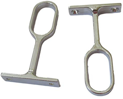 HANSEN-Metalle 2x Schrankrohr Mittelträger für Oval-Rohr 30x15mm, Edelstahl, M10 Rechtsgewinde, 20x20x15mm, 4.1mm Bohrung, Schrankrohrhalter