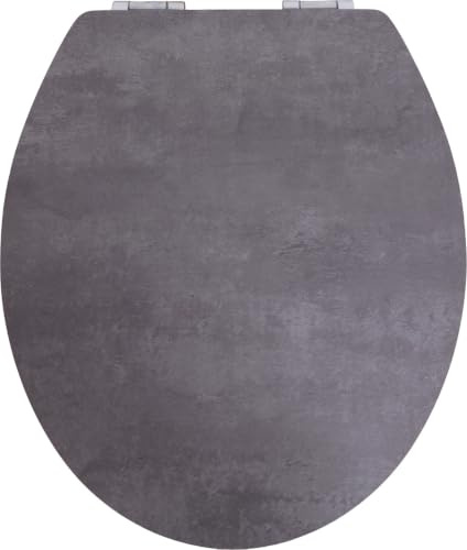 Primaster Toilettendeckel Betonoptik Dunkelgrau MDF Absenkautomatik WC Sitz