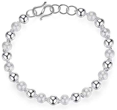 999 Solide Echt Sterling Silber Mode 6mm Perlen Kette Armband 18cm Für Teen Mädchen Dame Geschenk Frauen Edlen Schmuck