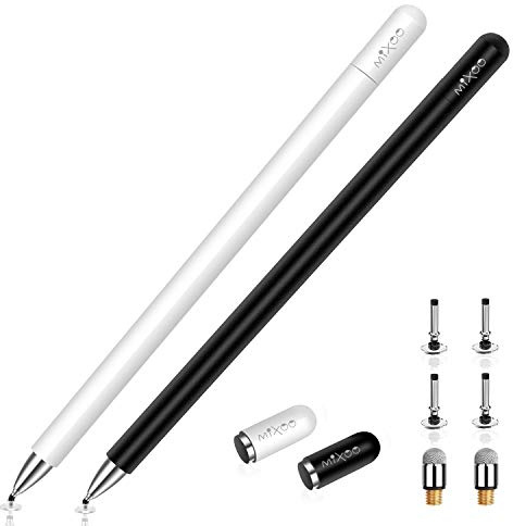 Mixoo Tablet Stift - Hochempfindlicher Kapazitiver Stylus für iPad, Smartphone, Samsung Galaxy (Schwarz/Weiß)