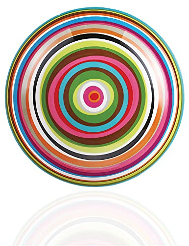 French Bull 15 Round Melamine Serving Platter – Decorative Party Tray for Appetizers, Fruit, Snacks, BBQ, Charcuterie, Outdoor Dining, Counter or Table Display – Ring Pattern