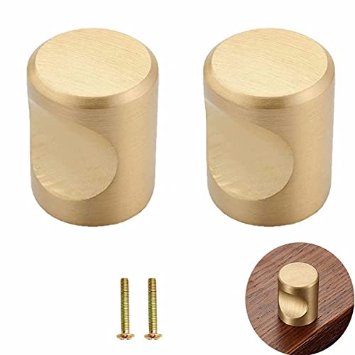 FBSHOP(TM) Möbelknöpfe für Schränke, Schubladen, Messing, massives Edelstahl, 17 mm Durchmesser, 2 Stück