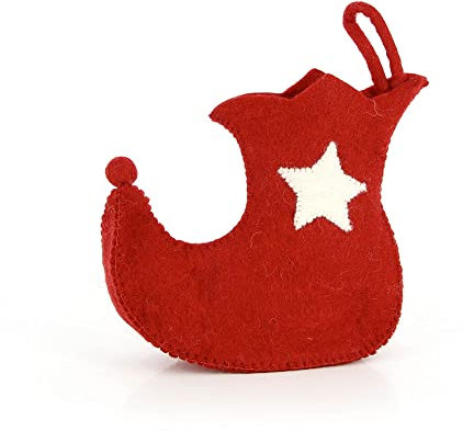 mitienda mit Liebe gemacht Handgemachter Stiefel Nikolaus aus Filz in rot, Nikolausstiefel, Weihnachtsdeko, Handmade