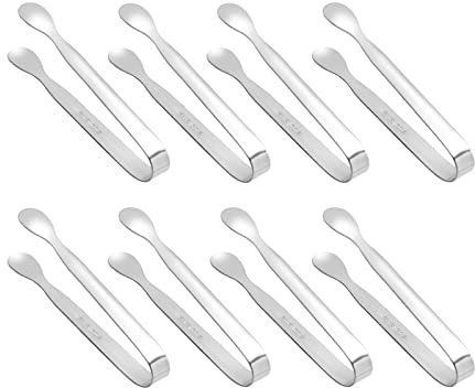 ONEINHE Mini-Eiszange, Zuckerzange, Edelstahl, kleine Servierzange, Vorspeisen, für Party, Kaffee, Tee, Bar, Küche, 8 Stück, Silber