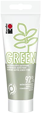 Marabu 14500050159 - GREEN LINE Alkyd-Farbe, mistel, 100 ml Malfarbe auf Wasserbasis, klimaneutral, matt, lichtecht, wetterfest (nach 24h Durchtrocknung), 92 % aus natürlichen Rohstoffen