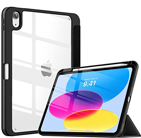 TiMOVO Hülle für iPad A16 11. Generation 11 Zoll 2025, iPad 10. Generation 2022 10,9 Zoll mit Stifthalter, Schutzhülle mit Klare Transparenter Rückseite, Auto Schlaf/Aufwach, Schwarz
