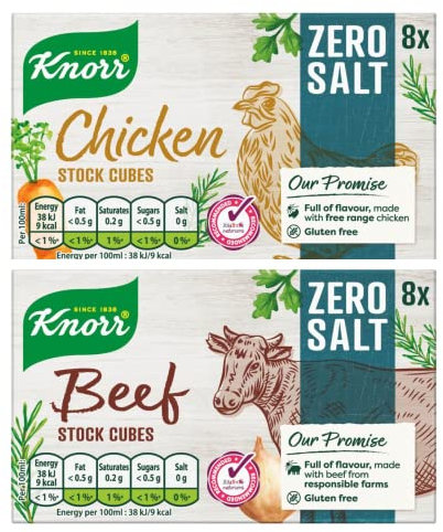 Knorr Chicken and Beef Zero Salt Stock Cubes (4 x 72g)