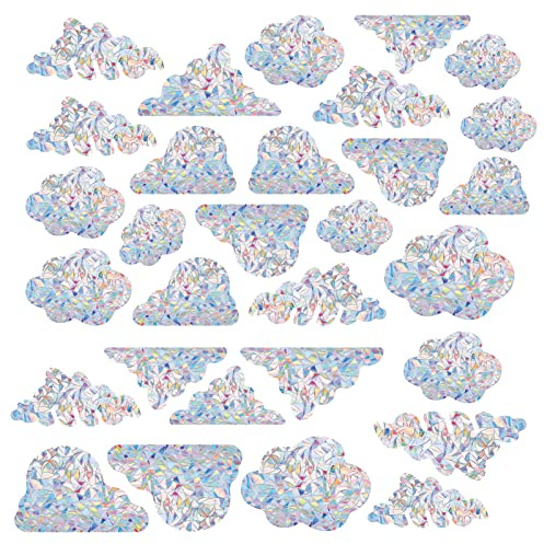 GORGECRAFT 30PCS Cloud Window Clings Anti Colision Rainbow Window Glass Alert Prism Calcomanías para Birds Strike Película de Vinilo No Adhesiva Decoraciones para el Hogar Puertas Correderas Ventanas