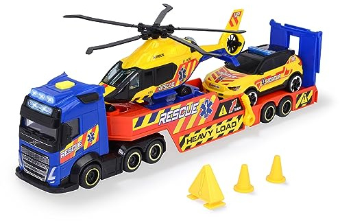 Dickie Toys 203717005 - Räddningstransport Med Bil och Helikopter - Ljud och Ljus Effekter och Öppningsbara Dörrar, 41 cm, Från 3 år