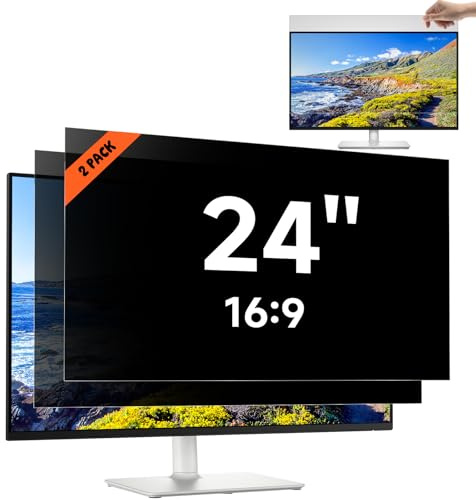 2 Stück 24 Zoll Sichtschutz für Computer Monitor Blickschutzfilter 16:9, Anti-Blaulichtfilter Blendschutz Abnehmbarer Displayschutz Blickschutzfolie Kompatibel mit Lenovo/HP/Dell/Acer/Samsung/Asus