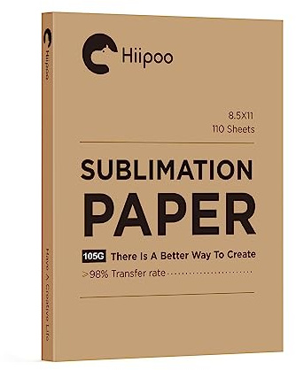 Hiipoo Carta per sublimazione, 21 x 27 cm, funziona con inchiostro a sublimazione ed E Sawgrass stampanti a getto d'inchiostro per tazze, magliette, tessuti leggeri e altri spazi vuoti a sublimazione