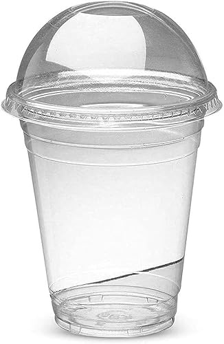 ABD 50 Vasos Batidos Transparentes, 350 ml, Tapas Abovedadas, Reutilizables, Prueba de Derrames (50unidades, 350 ml)