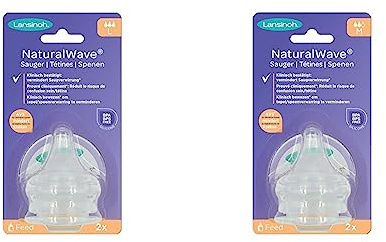 Lansinoh NaturalWave Sauger, Gr. L - schneller Milchfluss, 2 Stück (1er Pack) & NaturalWave Sauger, Gr. M - mittlerer Milchfluss, 2 Stück (1er Pack)