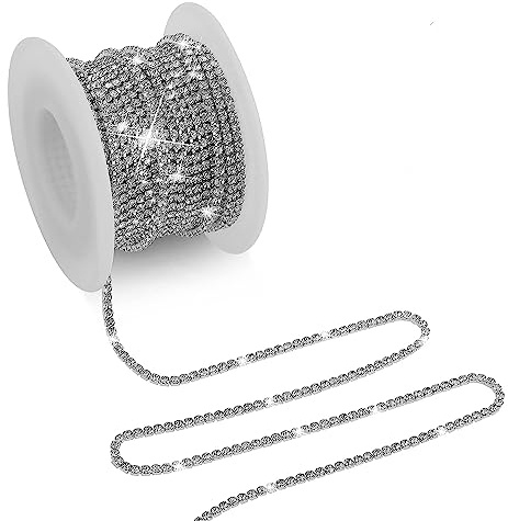 Kristall Strass Kette, Kristall Strass Schlieen Kette, Klar Trimmen Klaue, Trimmen Krallenkette, Kristall-Strasskette Klar, für DIY, Nähen, Basteln, Schmuckherstellung, 10mx2mm - Silber