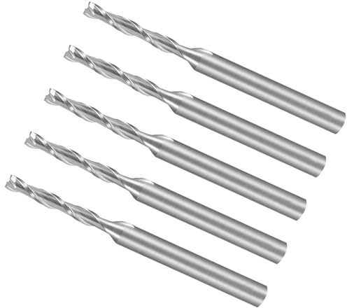 CoCud Spiral Schaftfräser, 1/8 Schaft 2mm x 12mm Vollhartmetall 2-Schneiden CNC Fräser Bits Fräswerkzeuge - (Anwendungen: für Sperrholz Hartholz Kunststoff), 5 Stück