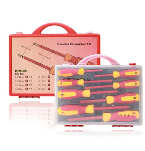Uadme Insulated Screwdriver Set, 8 Pcs 500V Electrical Screwdriver Sets with Rubber Handle and Magnetic Tips, Electrician Tools Set for Electrical Repair, Home and DIY Projects