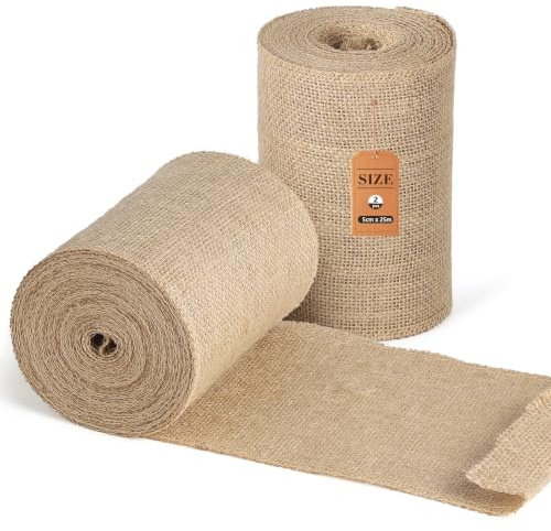 SUPAWAY 2 Rollen Juteband 15 cm x 10m Winterschutz Tischläufer Vintage | Breiter Sackleinenstoff, Vintage-Jutestoff, Pflanzenschutz, für Tischdekoration, Gartenparty, Hochzeit