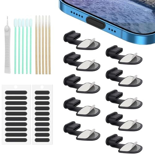 LunarCharm 10 pezzi di copertura antipolvere USB C, porta di ricarica anti-polvere, con copertura di rete per altoparlanti, applicabile a iPhone 16/15 serie