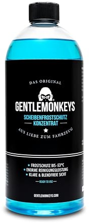 GENTLEMONKEYS Scheibenfrostschutz Konzentrat (1l) - Bis -53°C - Für Auto | Waschanlagenzusatz + Frostschutzmittel - Sehr ergiebig - Wirksam bis -53°C - Für klare Sicht & gegen Frost - Made in Germany