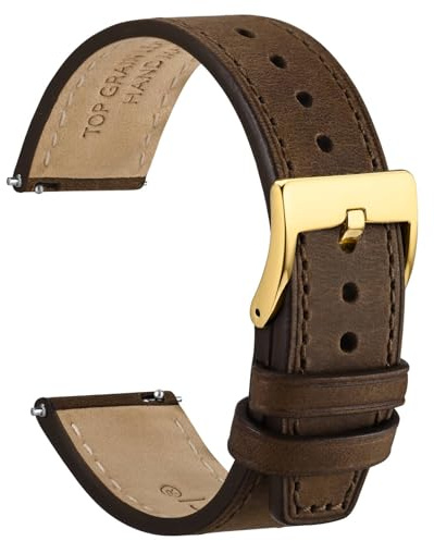 WOCCI Elite Uhrenarmband, Top Grain Leder, Schnellverschluss, Bandbreite 18mm 20mm 22mm