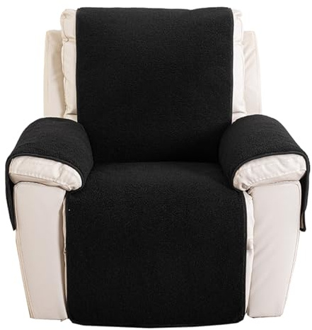 Generisch Sesselbezug, rutschfest Sesselschoner Für Relaxsessel Fernsehsessel, Waschbar Fernsehsessel Bezug Mit Armlehne(Schwarz,56 x 207cm)