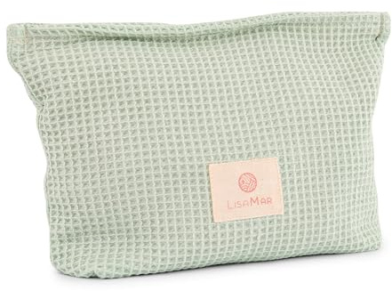 LisaMar® Kosmetiktasche Damen – Handgefertigt & nachhaltig – Großes Volumen & weiches Waffel-Piqué – Schminktasche für Reisen & Alltag – Beauty Tasche Make up Bag Makeup Tasche