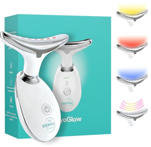MyoGlow by MDD | Neck, Face, Arms, and Legs Skin Tightening and Lifting Lymphatic Drainage Massager Tool | Uses LED Light, Sonic Vibration, Thermal Activation