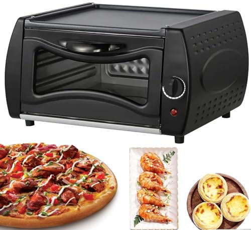 Forno Tandoor Mini Pizza Chapati Roti, Mini Forno per Pizza Forno Tandoor Elettrico con Vassoio da Forno/Griglia da Forno/Maniglia del Vassoio, Controllo della Temperatura/Vetro Visivo Square Door