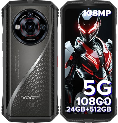 DOOGEE S118 PRO Rugged Smartphone 5G, 24GB+512GB(2TB) DDR5, Dimensity 7050, 6.6'' FHD+ 120Hz IPS, 10800mAh/33W, 108MP+20MP Night Vision, Android Rugged Phone, Al Function, WiFi 6/Face ID/NFC-SILVER