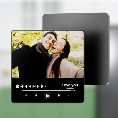 Coiisovd Spotify Musikgeschenk für Ihn & Sie - Kühlschrankmagnet mit Musik，Personalisierte Geschenk für Frauen Paare Freundin Partner Couple Männer，Fotogeschenke für Jahrestag Geburtstag (Stil G)