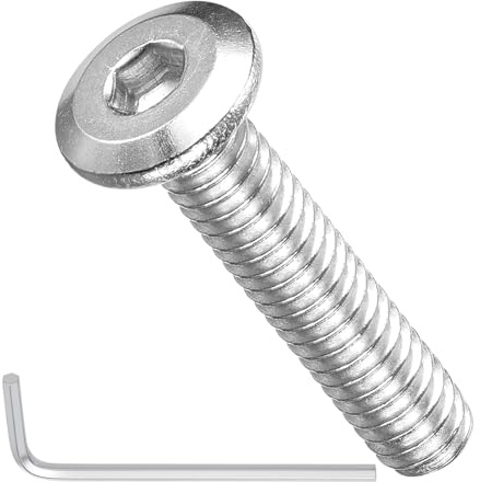 METALLIXITY Flachkopf Sechskant Senkkopfschrauben (1/4-20x1-1/4) 10Stk mit Schraubenschlüssel Stahl Sechskant Möbelschrauben - Für Möbel Holzprojekte Silberton