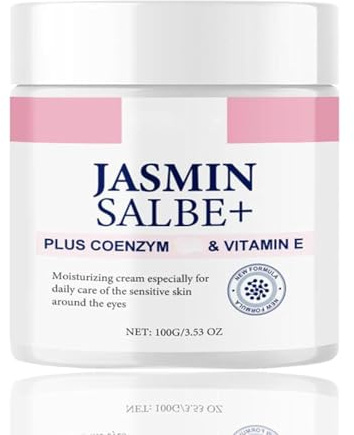 Jasminsalbe Plus, Jasmin Salbe Augen, Jasminsalbe Augenringe Schlupflider, Jasminsalbe Gegen Augenringe, Augencreme mit Collagen und Aloe Vera, Augenpflege für Frauen & Männer (100g)