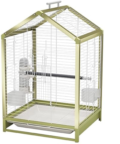 Jaulas para Pájaros, Jaula Loro Grande de 56 cm de Alto, Color Verde Metalizado, Jaula Trampa para Pajaros para Loros, Agapornis, Periquitos y Pinzones