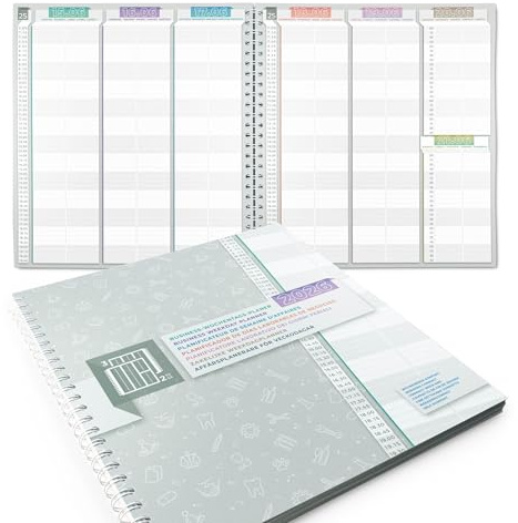 KOCHDIALOG 1x Design Businessplaner 2026 Praxisbuch im 15 Minuten Takt, 2 Spalten/Tag, Geschäftskalender, Wochenkalender mit Wochenübersicht, Wochenendtage reduziert auf nur 6 h, Wochenplaner