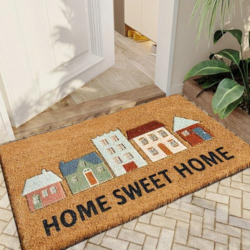 Fußmatte außen 60 x 90 cm,Kokosfaser Rutschfeste Schmutzfangmatte Outdoor | Langlebiger Und Robuster Teppich Für Die Haustür, Wetterfest, Flaches Profil, Willkommensmatte, Umweltfreundlich