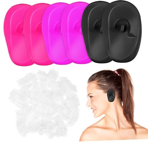 EPIGEIST 206pezzi Cuffie Protettive Per Orecchie Silicone Coperture Per Doccia e Parrucchiere Facili Usare e Leggere Protezione Per Colorazione e Lavaggi